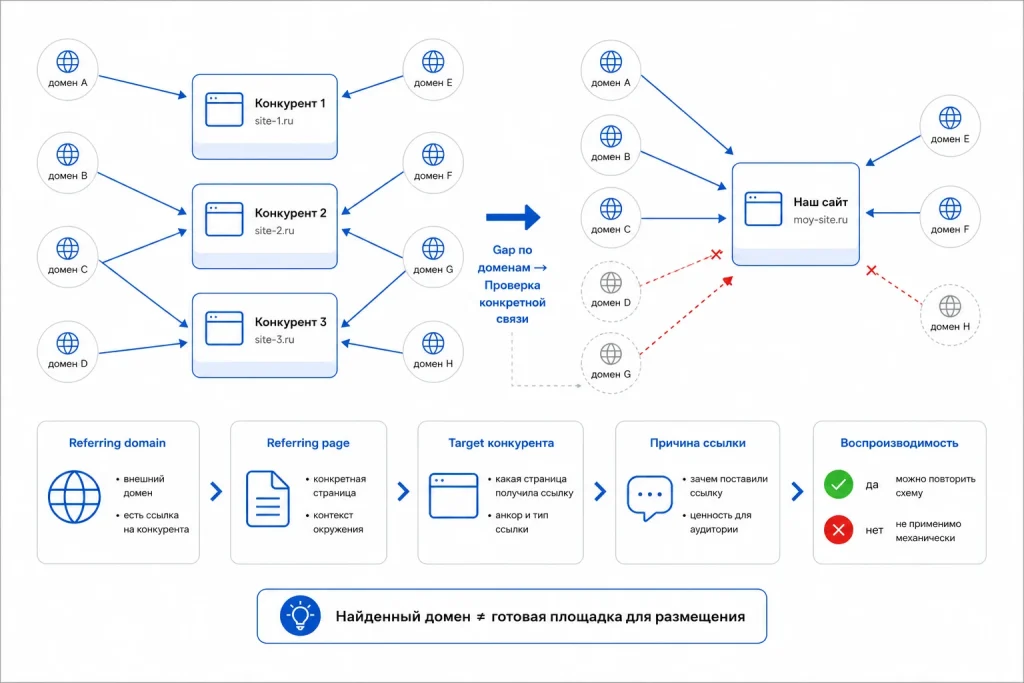 Backlink gap конкурентов: как искать недостающие типы связей, а не копировать список доноров