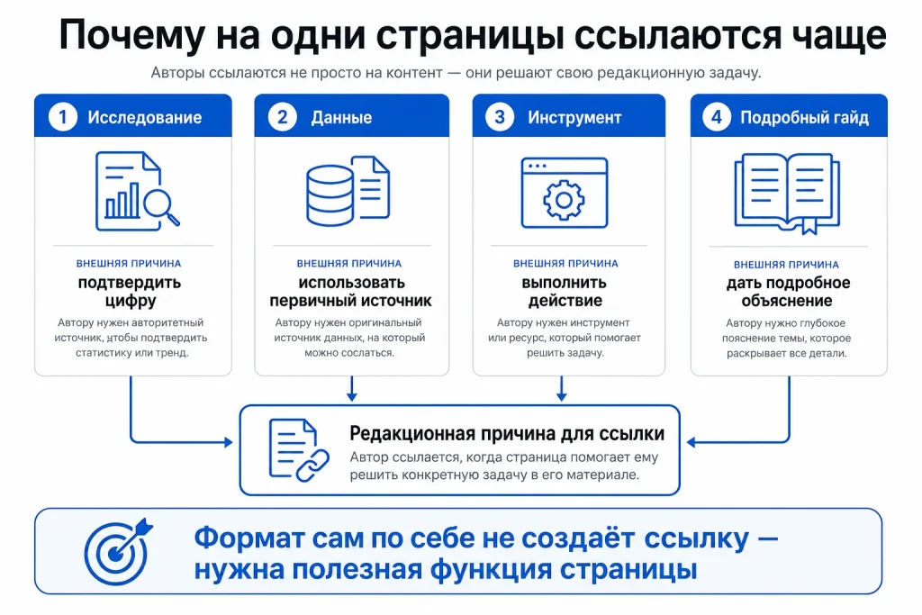 Какие страницы получают внешние ссылки: исследования, данные, инструменты и подробные гайды